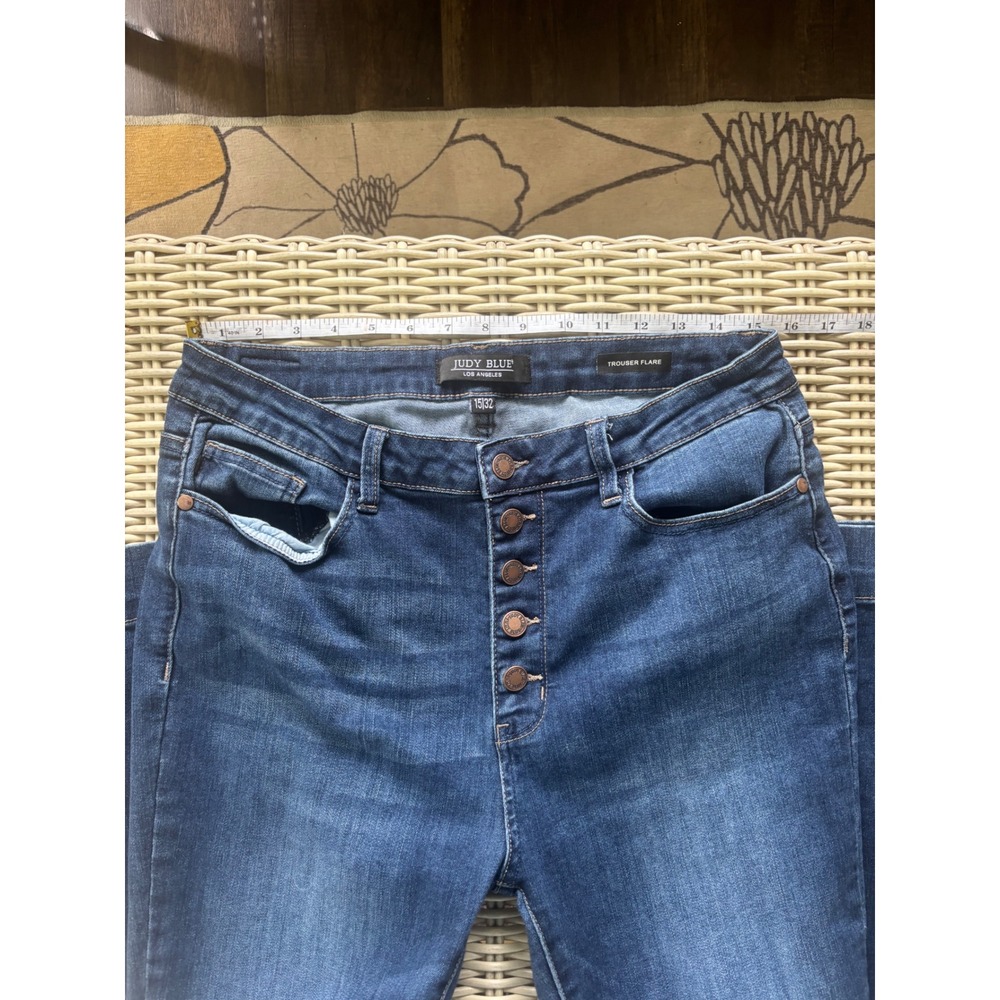 Judy Blue Trouser Flare Jeans‎ size 15/32 high rise boho layered minimalist - Picture 8 of 10